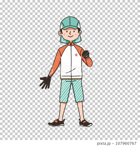 夏のこどもの磯遊び服装 107960767