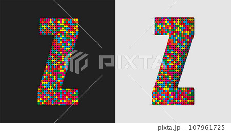 Bubble letter Z. Glitter character of colored dots 107961725