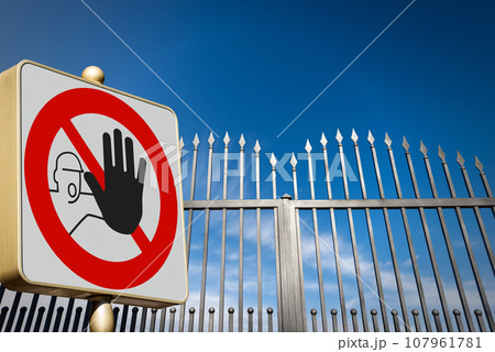 No Trespassing or Do Not Enter Road Sign and a Closed Gate No Trespassing or Do Not Enter Road Sign and a Closed Gate 107961781