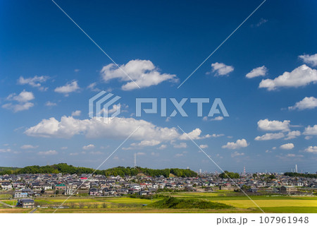 《背景素材》青空の広がる住宅街 107961948