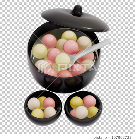 Lunar New Year Dessert 3D Clip Art, Sticky Rice Ball Soup 107962722