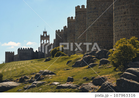 View to The Walls of Avila historic city. Spain View to The Walls of Avila historic city. Spain 107963316