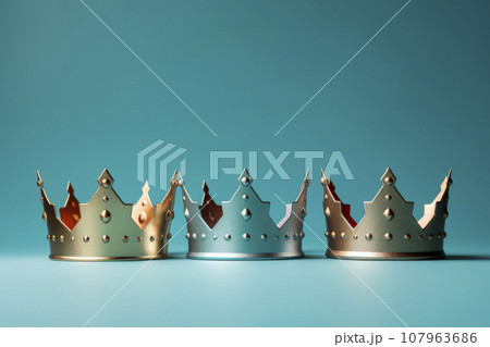 Three crowns as a symbol of the celebration of the Day of the Three Kings 107963686