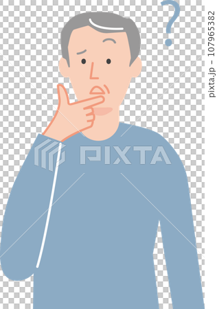 疑問で首をかしげるシニアの男性 疑問で首をかしげるシニアの男性 107965382