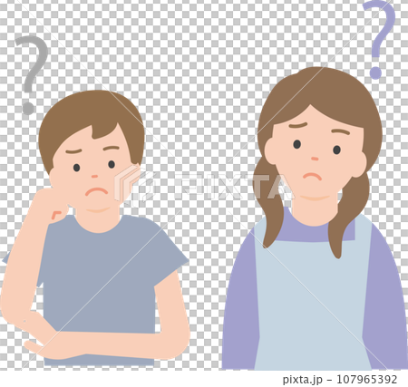 兩個孩子歪著頭表示疑問 兩個孩子歪著頭表示疑問 107965392