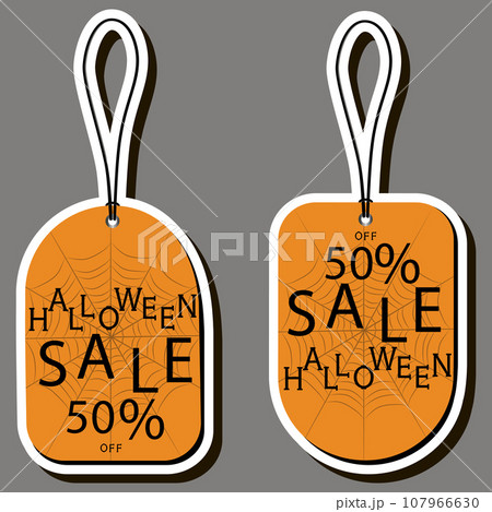 Illustration on theme sticker for celebration holiday Halloween with orange pumpkins Illustration on theme sticker for celebration holiday Halloween with orange pumpkins 107966630