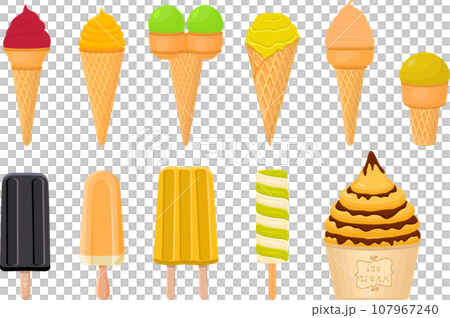 big kit ice cream popsicle different types in cone waffle cup big kit ice cream popsicle different types in cone waffle cup 107967240
