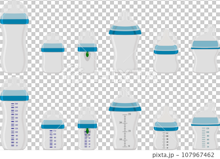 big kit baby milk in bottle with rubber pacifier big kit baby milk in bottle with rubber pacifier 107967462
