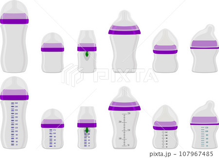 big kit baby milk in bottle with rubber pacifier big kit baby milk in bottle with rubber pacifier 107967485