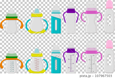 big kit baby milk in bottle with rubber pacifier 107967503