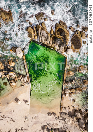 Aerial View of Maiden's Cove Tidal Pool in Clifton, Cape Town, South Africa Aerial View of Maiden's Cove Tidal Pool in Clifton, Cape Town, South Africa 107968041