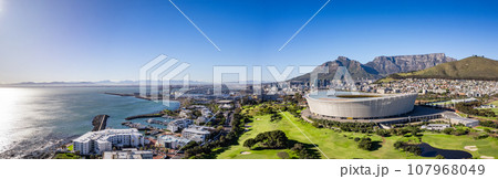 Aerial view of Cape Town Stadium, Kaapstad-stadion, Green Point, in Western Cape, South Africa 107968049