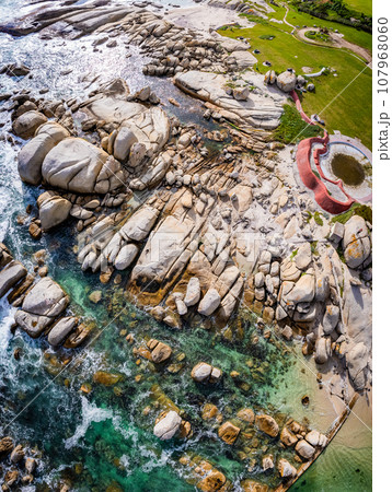 Aerial View of Maiden's Cove Tidal Pool in Clifton, Cape Town, South Africa 107968060