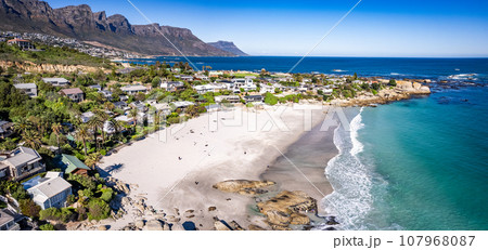 Aerial view of Clifton beach in Cape Town, Western Cape, South Africa 107968087