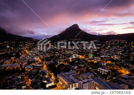 Aerial view of Cape Town city centre at sunset in Western Cape, South Africa Aerial view of Cape Town city centre at sunset in Western Cape, South Africa 107968168