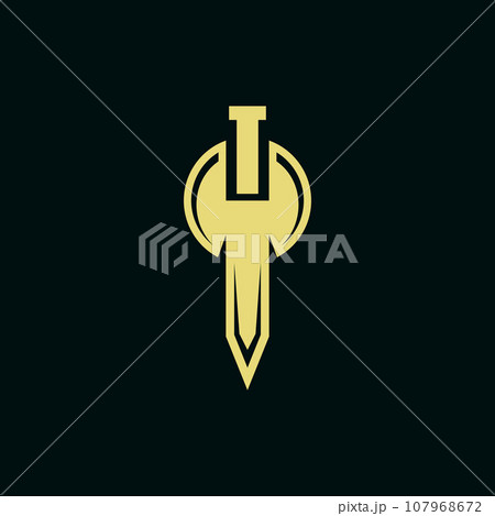 Sword axe weapon creative simple logo design 107968672