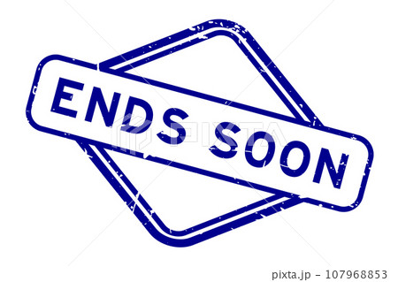 Grunge blue ends soon word rubber seal stamp on white background Grunge blue ends soon word rubber seal stamp on white background 107968853