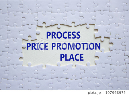 Process Price Promotion Place symbol. White puzzle with words Process Price Promotion Place. Beautiful white background. Business concept. Copy space. Process Price Promotion Place symbol. White puzzle with words Process Price Promotion Place. Beautiful white background. Business concept. Copy space. 107968973