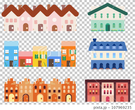 Cute house illustration material set 107969235