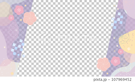 適合新年賀卡的彩色日式框架向量素材 適合新年賀卡的彩色日式框架向量素材 107969452