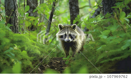 野生のアライグマ 野生のアライグマ 107969762