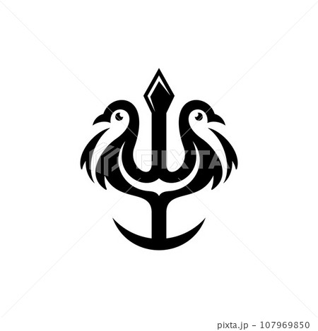 Animal two penguin trident creative logo design 107969850