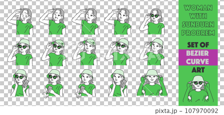 Sun protection and women (Bezier lines) Sun protection and women (Bezier lines) 107970092