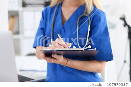 Female medicine doctor hand holding Female medicine doctor hand holding 107970387