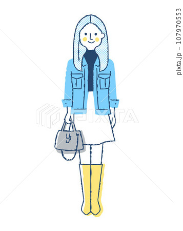 笑顔の若い女性 全身 f28 笑顔の若い女性 全身 f28 107970553
