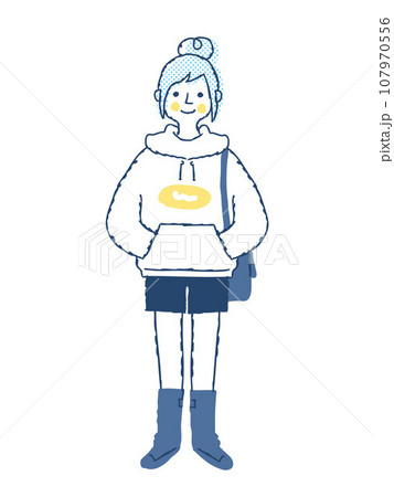 笑顔の若い女性　全身　f25 107970556