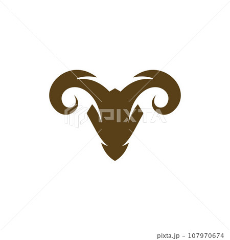 Animal ram head modern simple logo design 107970674