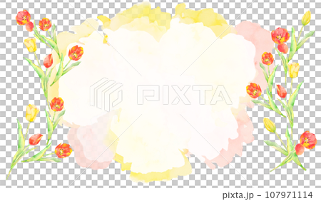Tulip frame drawn in watercolor Tulip frame drawn in watercolor 107971114