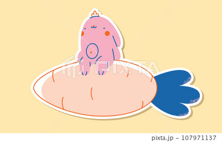 Cute kawaii pink rabbit sticker kid graphicのイラスト素材 [107971137] - PIXTA