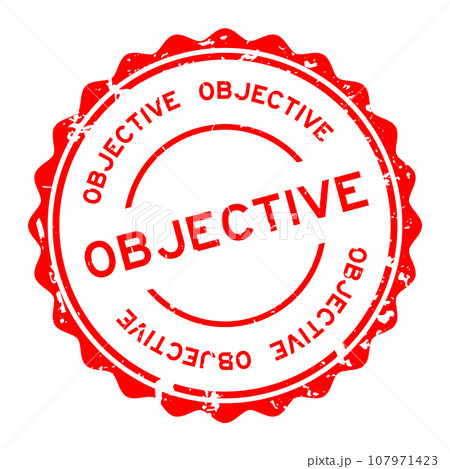 Grunge red objective word round rubber seal stamp on white background Grunge red objective word round rubber seal stamp on white background 107971423