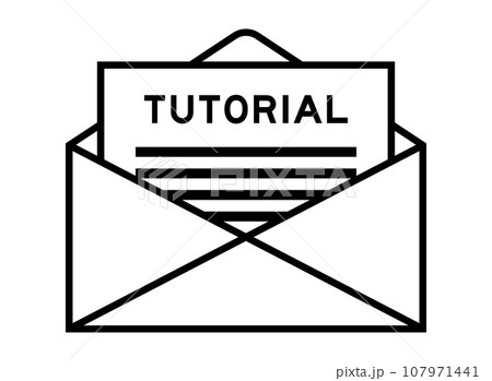 Envelope and letter sign with word tutorial as the headline 107971441
