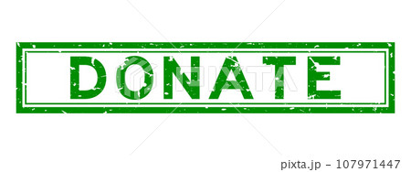 Grunge green donate word square rubber seal stamp on white background 107971447