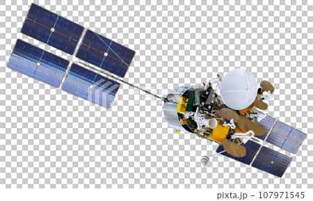 Modern telecommunication satellite isolated Modern telecommunication satellite isolated 107971545
