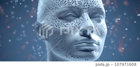 Concept of artificial intelligence, robot face combined with electronic circuit, machine learning, cyber mind education. Technology banner 107971608