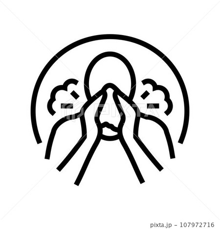 coughing sneezing disease symptom line icon vector illustration coughing sneezing disease symptom line icon vector illustration 107972716