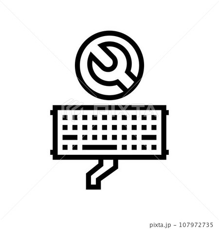 keyboard replacement repair computer line icon vector illustration 107972735