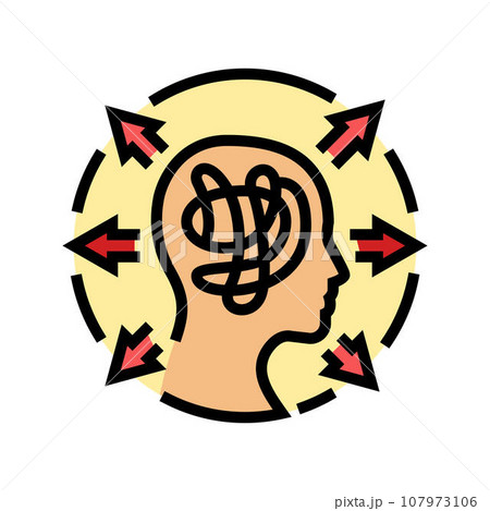 difficulty concentrating disease symptom color icon vector illustration 107973106