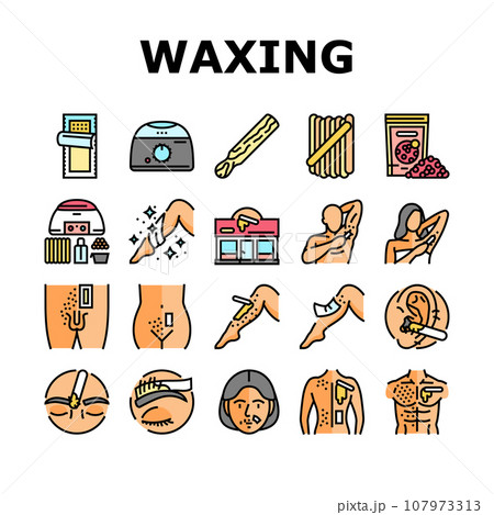 wax hair salon depilation icons set vector wax hair salon depilation icons set vector 107973313