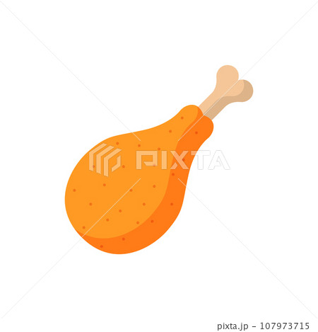 Chicken leg icon in flat style. Fast food menu vector illustration on isolated background. Drumstick sign business concept. 107973715