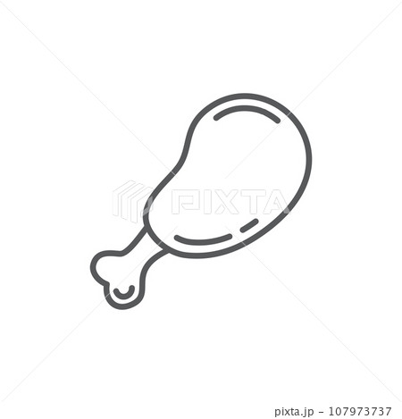 Chicken leg icon in flat style. Fast food menu vector illustration on isolated background. Drumstick sign business concept. 107973737