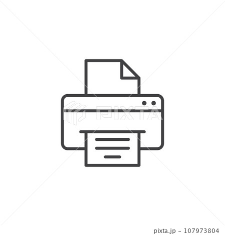 Printer icon in flat style. Office machine vector illustration on isolated background. Printout sign business concept. Printer icon in flat style. Office machine vector illustration on isolated background. Printout sign business concept. 107973804