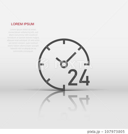 Clock 24/7 icon in flat style. Watch vector illustration on white isolated background. Timer business concept. 107973805