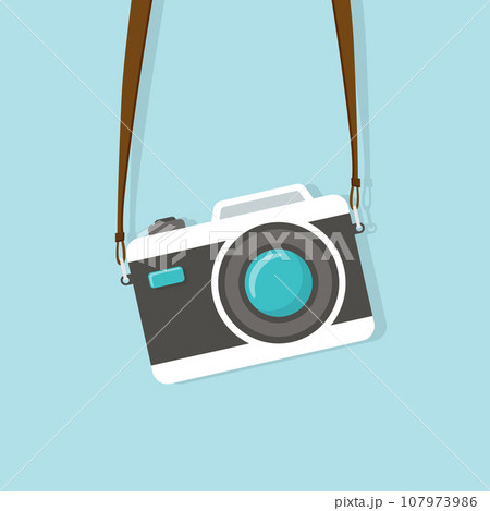 Camera icon in flat style. Photography vector illustration on isolated background. Photo sign business concept. 107973986