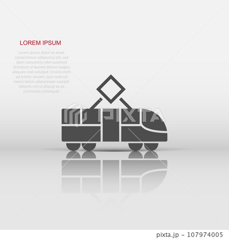 Metro icon in flat style. Train subway vector illustration on white isolated background. Railroad cargo business concept. 107974005