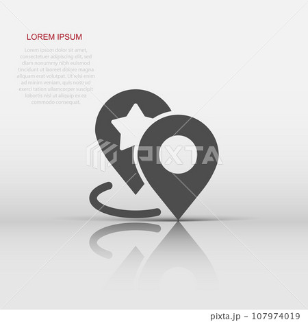 Map pin icon in flat style. gps navigation vector illustration on white isolated background. Locate position business concept. 107974019
