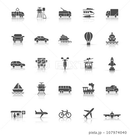 Transport icon set in flat style. Car vector collection illustration on white isolated background. Shipping transportation business concept. Transport icon set in flat style. Car vector collection illustration on white isolated background. Shipping transportation business concept. 107974040